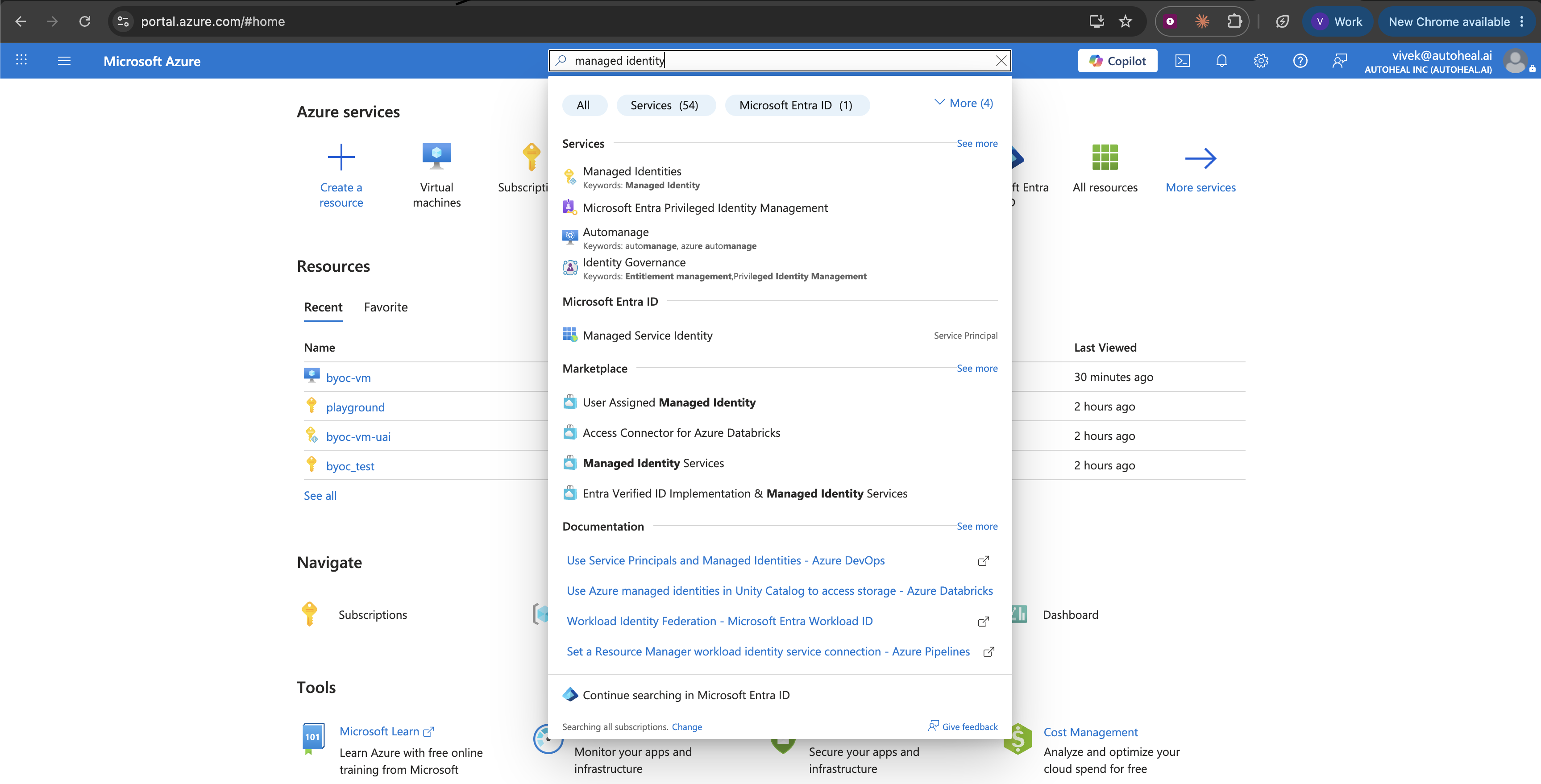 Create a user-assigned managed identity in the Azure Portal