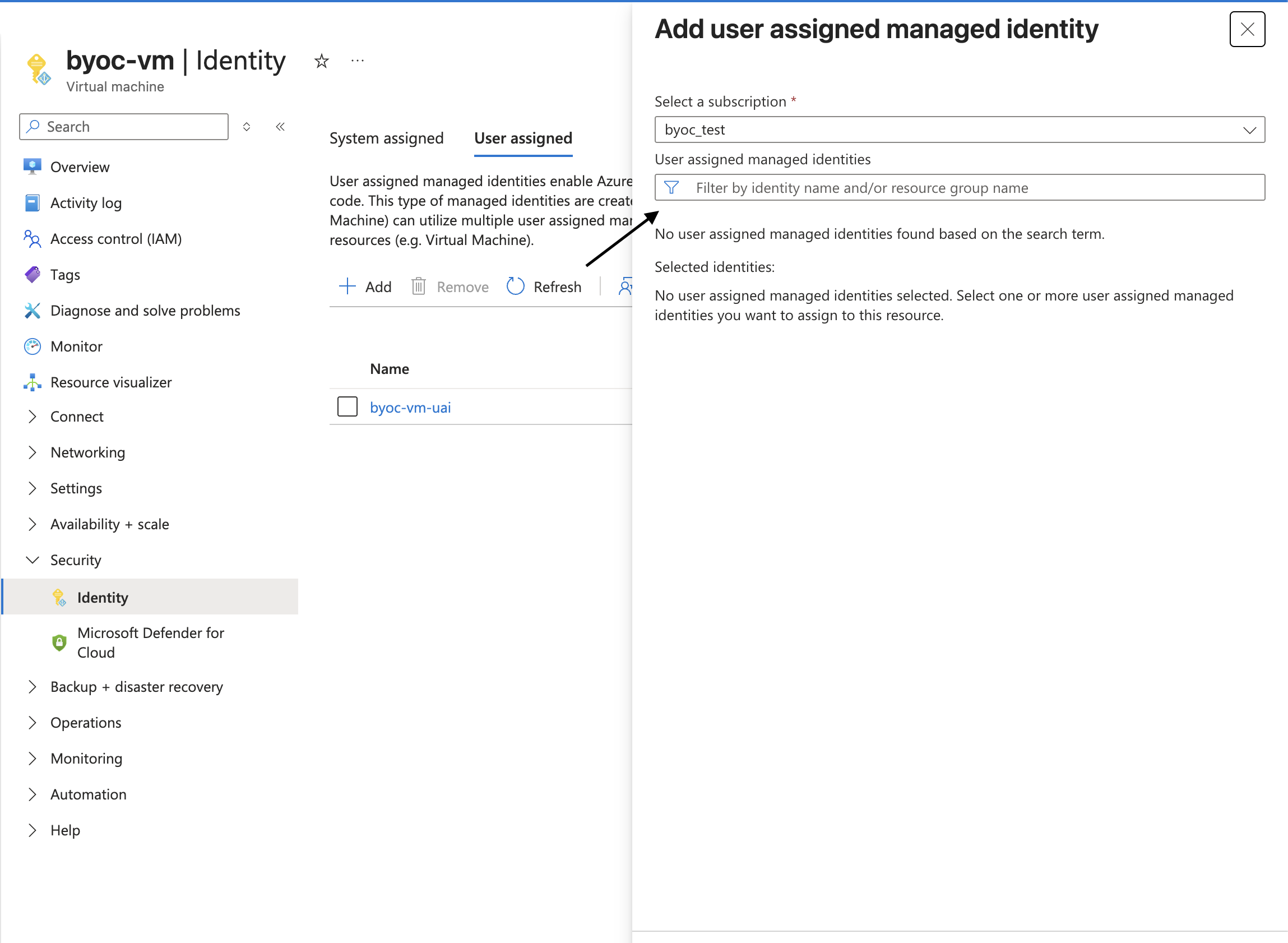 Search for the identity by name